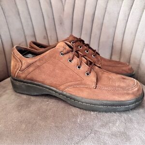 Easy Spirit Shoes Womens 8.5 M Amigo Moc Toe Oxford Brown Faux Leather Lace Up